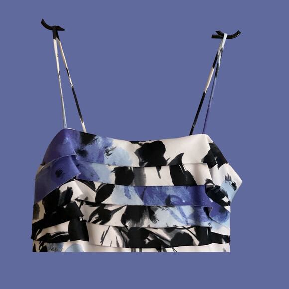 CONNECTED Dress SZ 6 Spaghetti Strap Layered Slimming Ruching Ruffles -Read - Picture 5 of 16